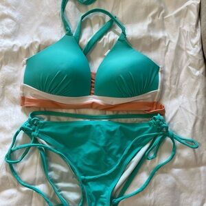 Fashion Nova Blue and White Bikini Set